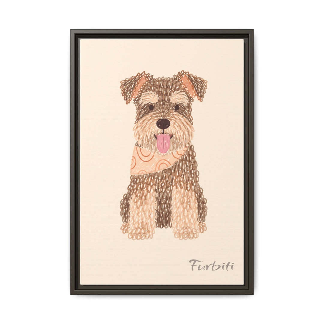 White Framed Classic Terrier Pet Canvas Portrait Product View