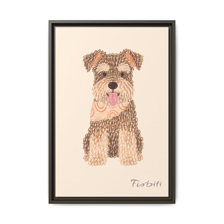 White Framed Classic Terrier Pet Canvas Portrait Product View