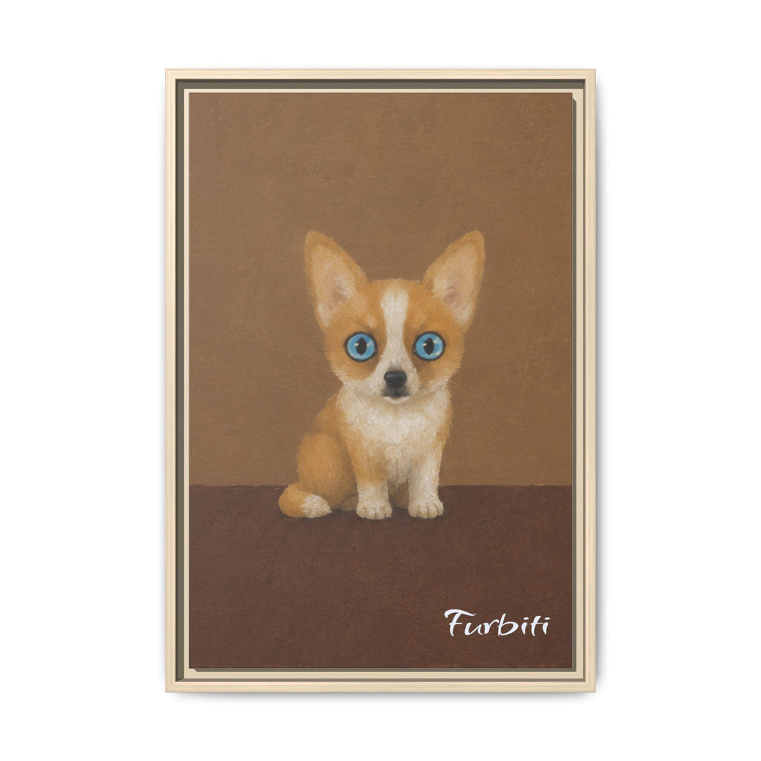 White Framed Cute Kitten Pet Canvas Portrait Product View