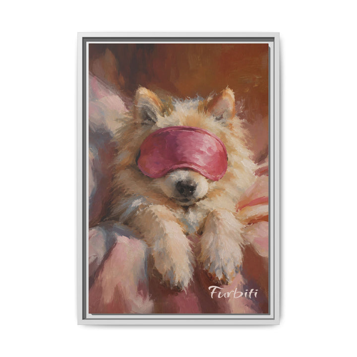 White Framed Sleep Mask Pet Canvas Portrait Product View
