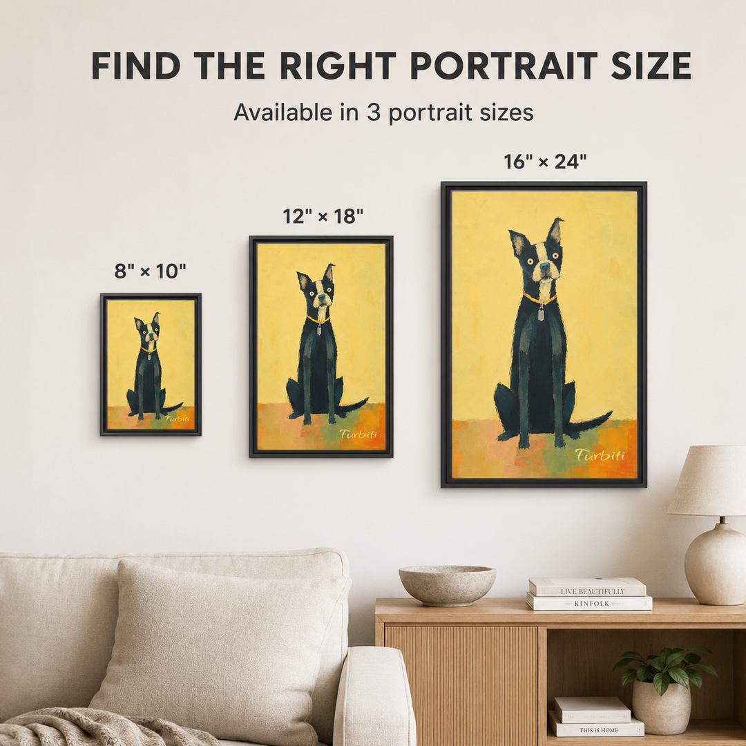 Yellow Pop Art Dog Pet Canvas Portrait Size Guide